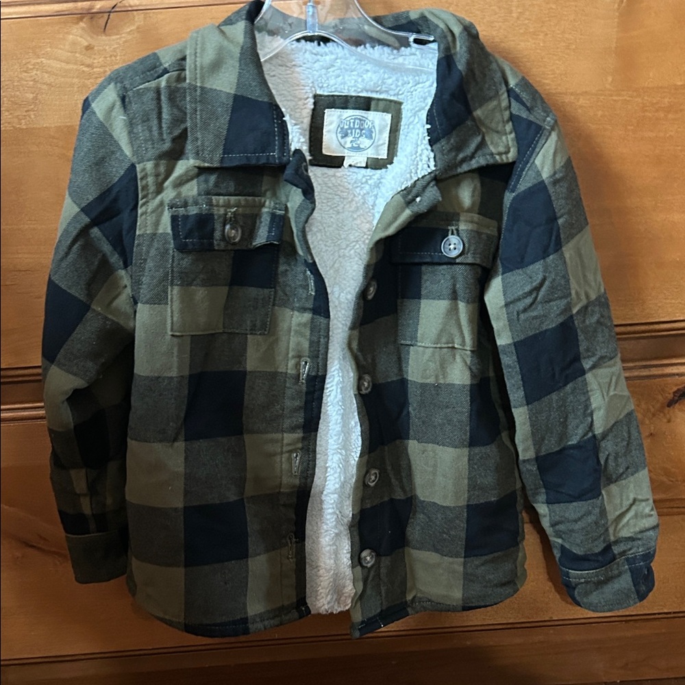 Plaid Sherpa-Lined Jacket